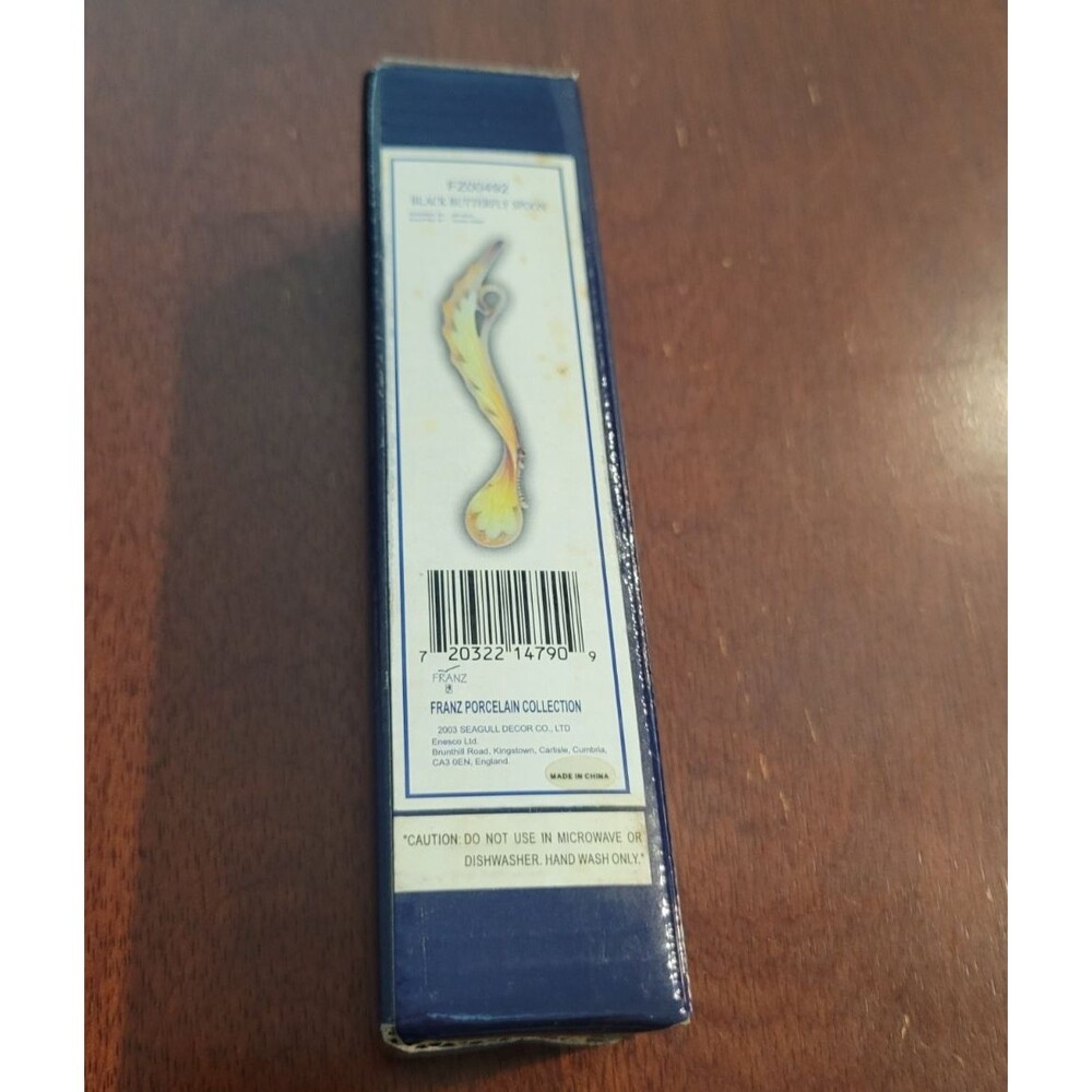 Franz Porcelain Spoon - Black Butterfly Spoon FZ00492 RARE HTF